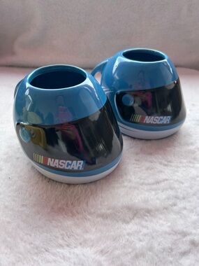 Nascar Blue and Black Helmet Mug Pair